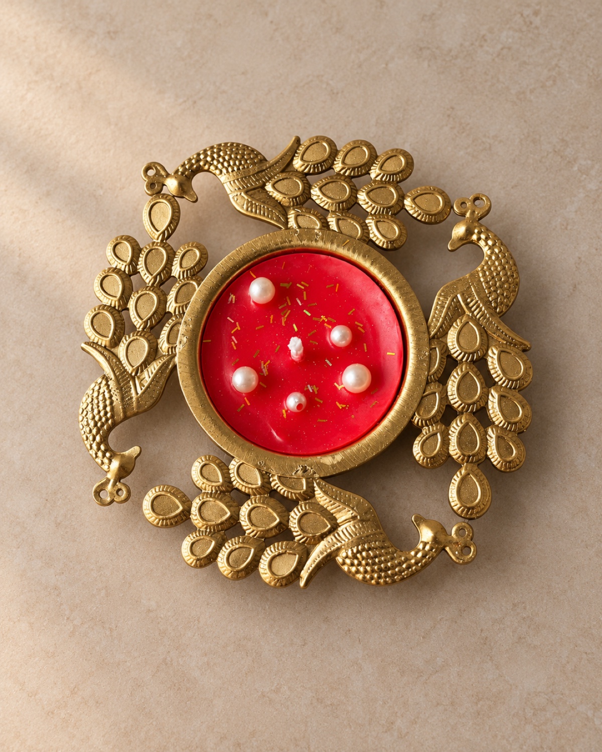 Red Peacock Tealight Candle