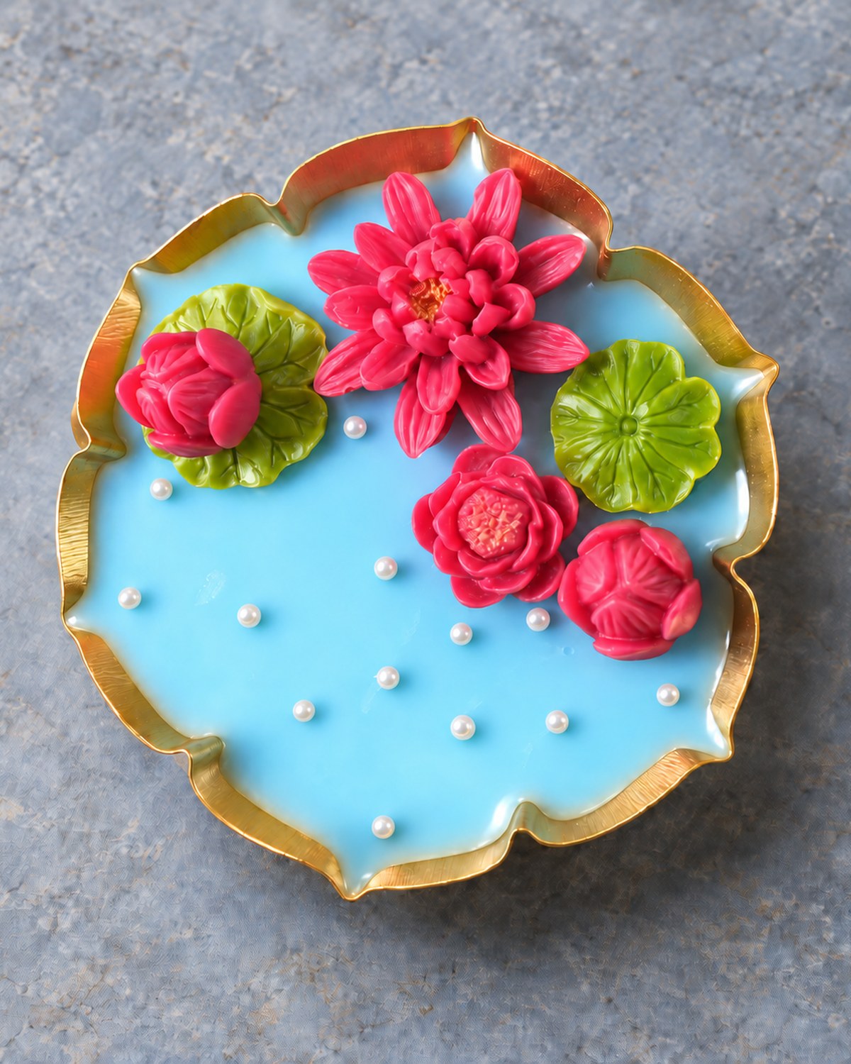 Sapphire Lotus Pond Urli Candle