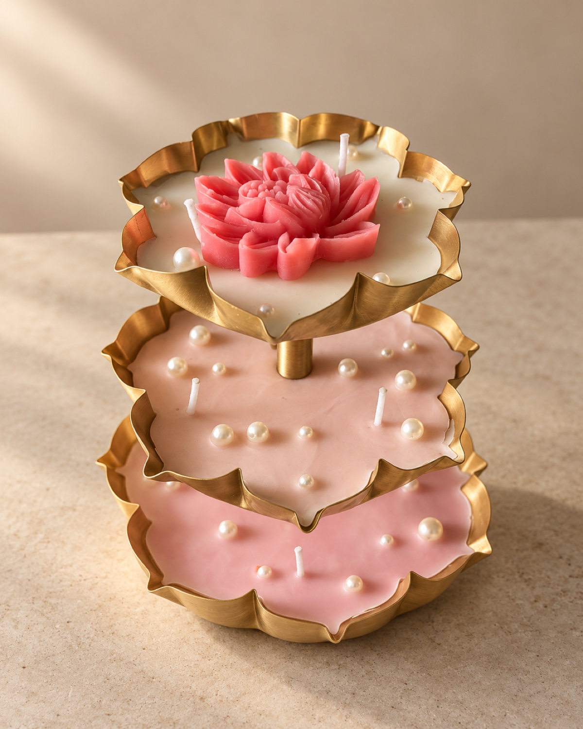 Three-Tier Blush Pink Urli Candle