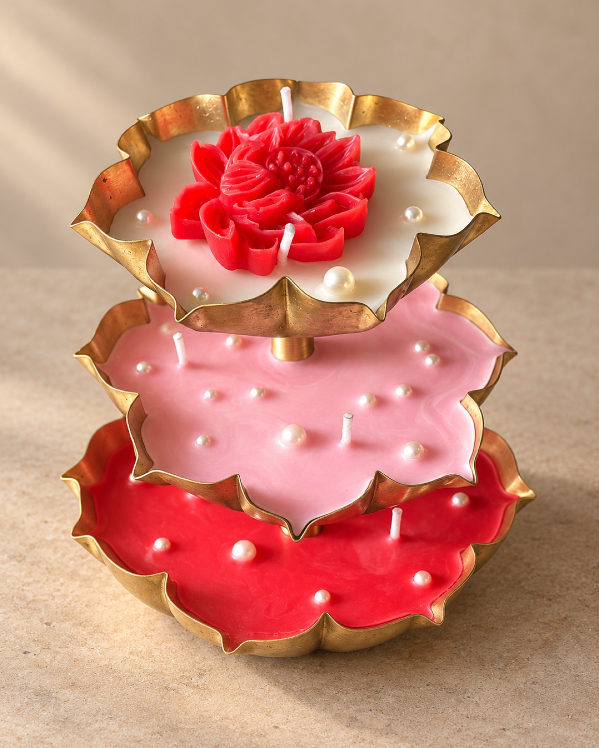 Three-Tier Rose & Ruby Urli Candle